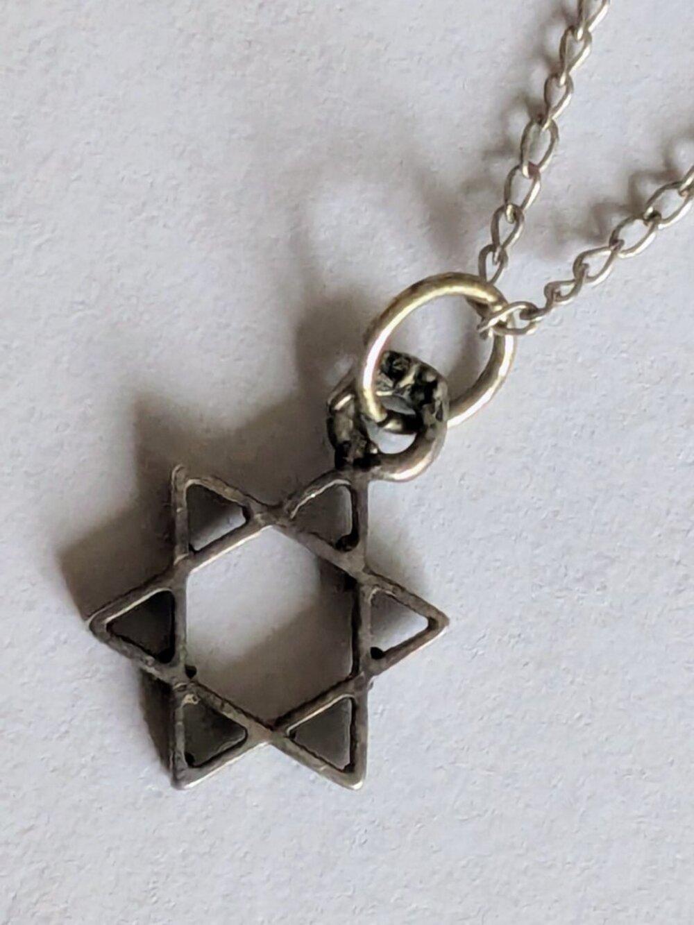 Vintage Sterling Silver Chain with Star of David Jewish Magen David Pendant